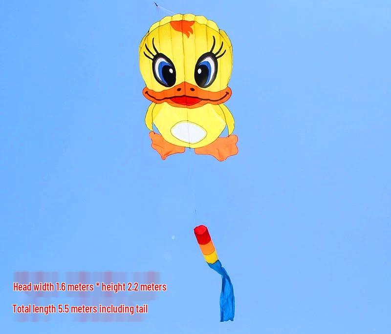 

Мультяшный надувной воздушный змей в виде желтого утенка: Легко летать, Ветроустойчивый