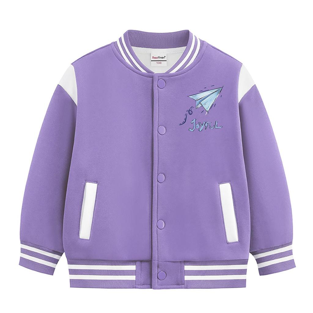 Kids' Autumn/Winter Baseball Jacket - Boys' & Girls' Medium/Large Plus Velvet Spring/Fall/Winter Outerwear
