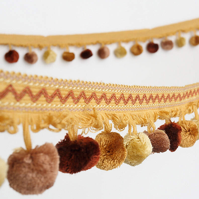 1 Meter Pompon Quasten Vorhang Spitze Zubehör Quaste Fransenbesatz DIY Nähen Dekoration