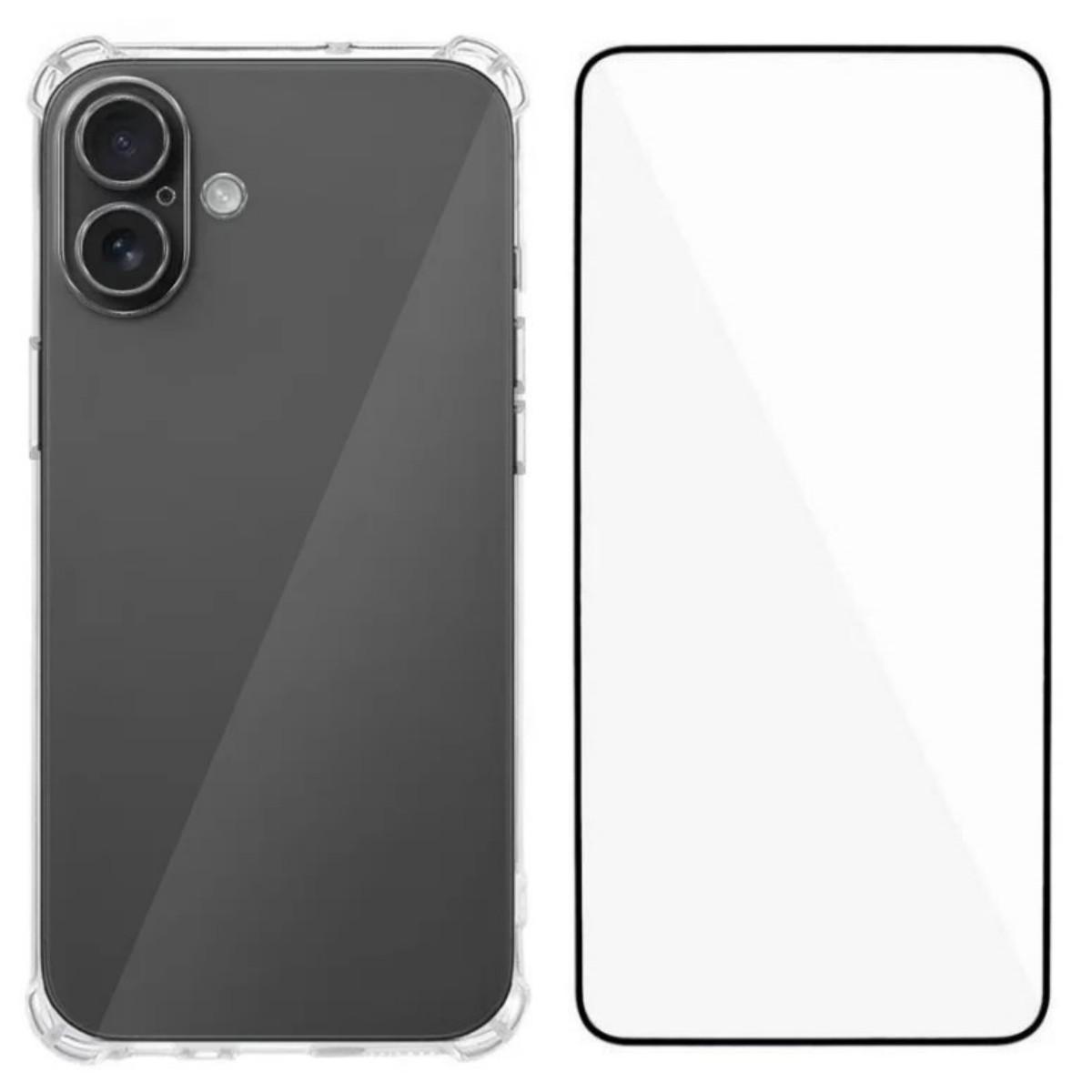 

For iPhone 17 TPU Case WANLONFENG WL3 Series 1.5mm Phone Cover with Tempered Glass Film Transparent