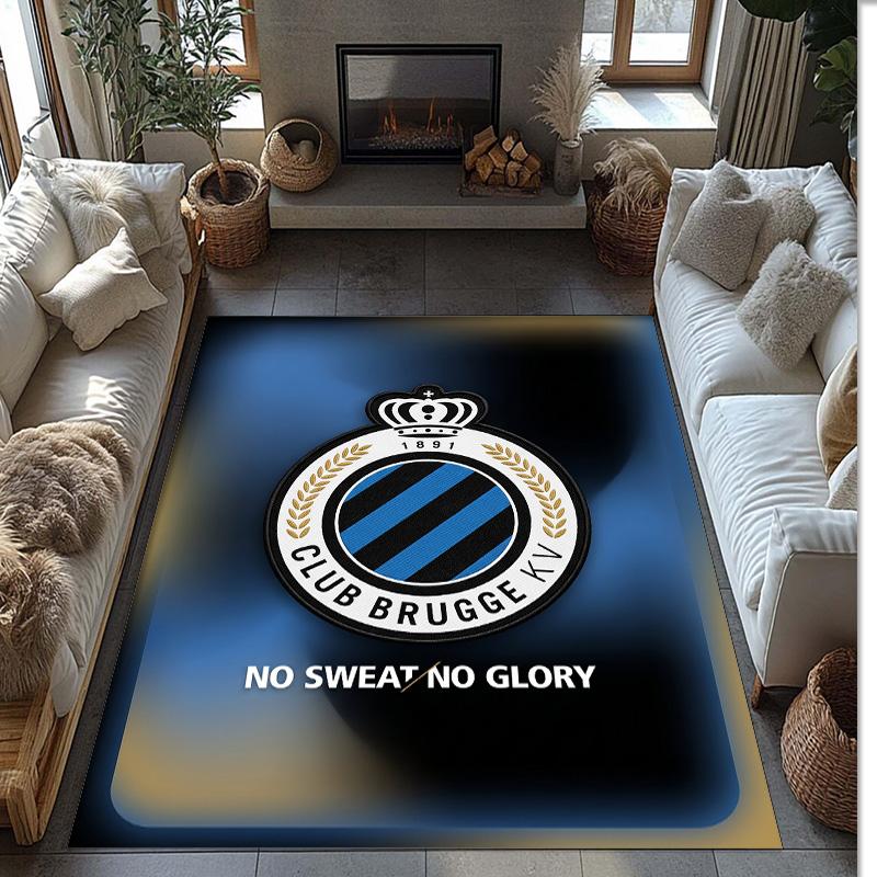 Club Brugge FC Soccer Football Pattern Soft Area Rug Non Slip Indoor Floor Carpet Sports Decor Mat for Bedroom