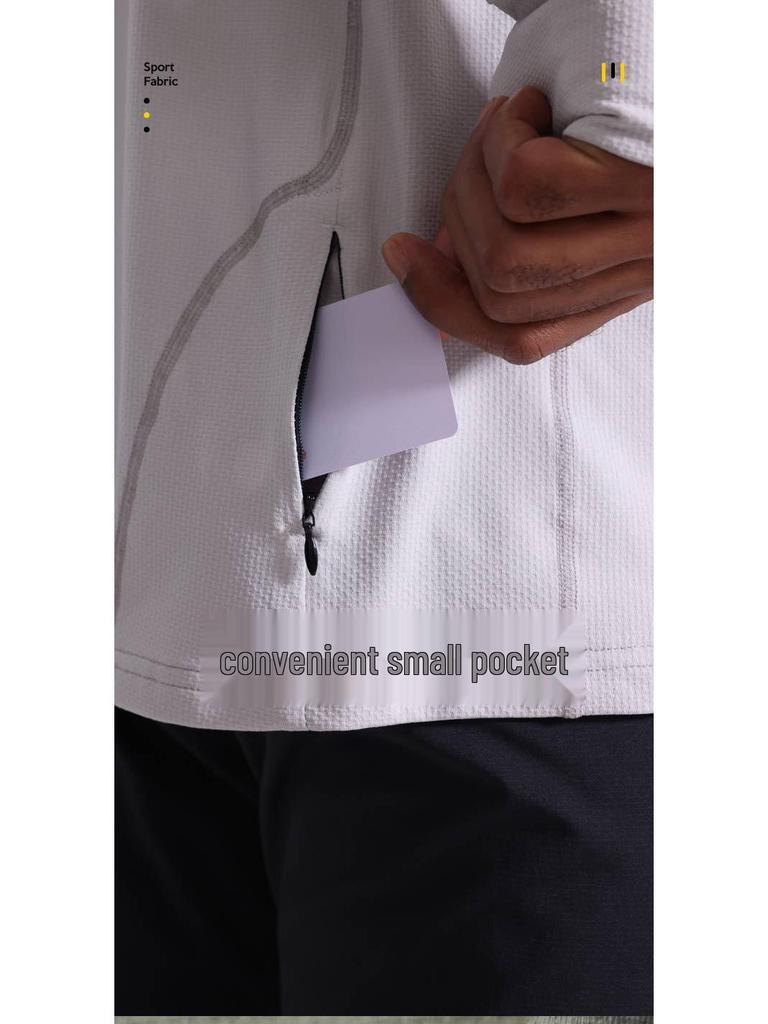 Men's Autumn Quick-Dry Long Sleeve Solid Pullover with Zipper for Sun Protection