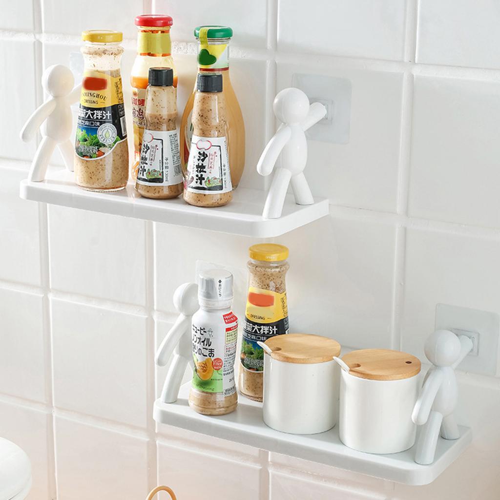 Space Saving Adhesive Shower Holders No Permanent Installation Bathroom Wall Storage Multifunctional Adhesive Wall Shelf