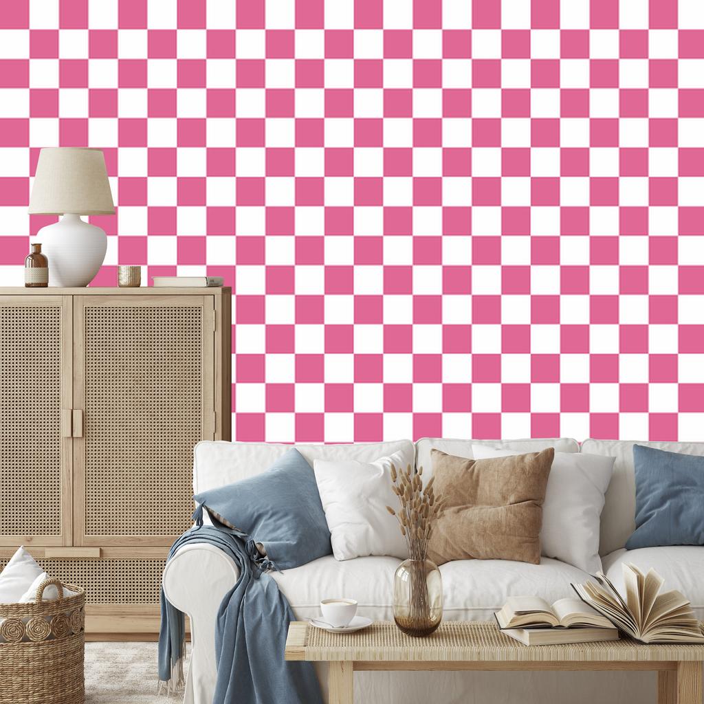 Checkerboard Wallpaper In Powder Pink and White, Powder Pink Background 50x1000