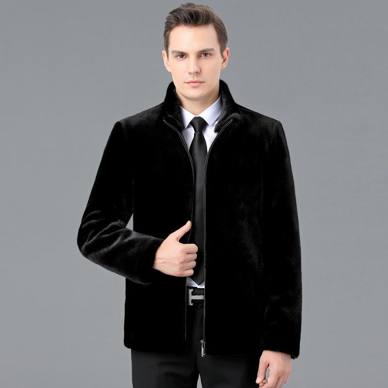 

Men s Genuine Mink Fur Coat - 2023 New Style, Warm Velvet-Lined, High-End Haining Design L чорний
