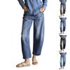 Womens High Waisted Jeans Stretchy Flared Straight Leg Loose Trendy Hem Denim Pants
