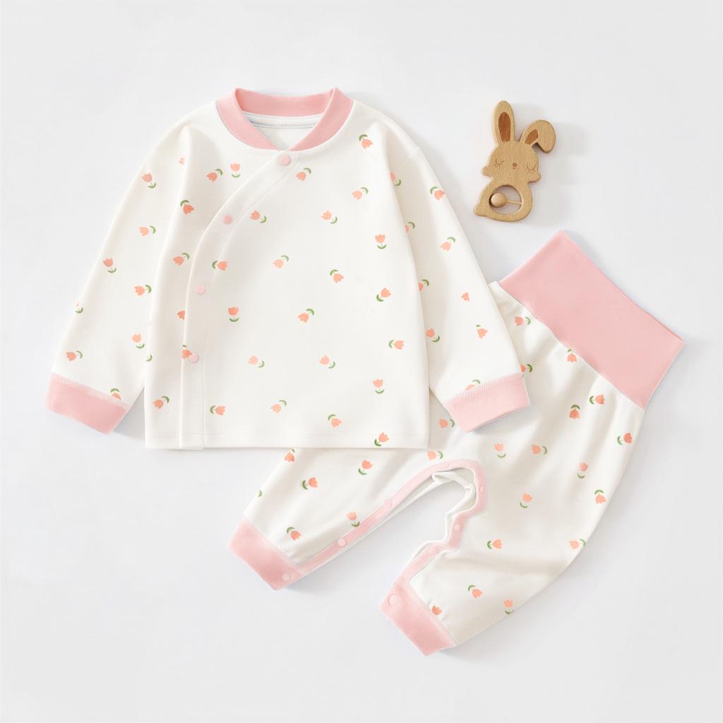 Autumn Baby Clothes Set: Cotton, Seamless, High-Waist Belly Protection Wear