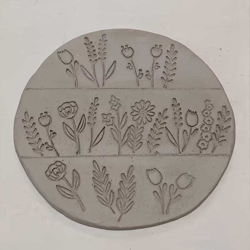 Flower Leaf Design Clay Stamp Molding Kit 10PCS Lightweight Plastic Tools for Handmade Brooch Badge Making