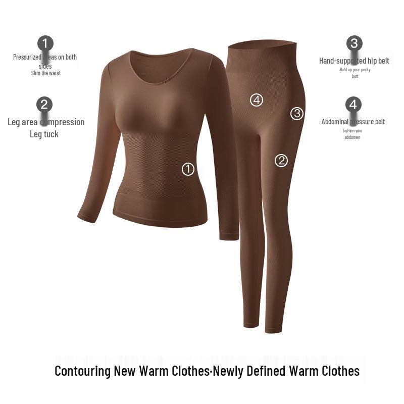 

Женский бесшовный самонагревающийся термокомплект облегающего кроя для осени и зимы XL (70-85 kg)