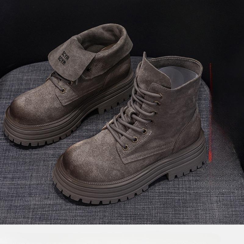 Ботинки Martin кожаные ретро рыцарские сапоги женские сапоги с толстой подошвой 35 серый