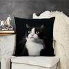 Cute Cat Pillowcase, High-Definition Black & White Kitty Design for Pet Lovers, Soft Cotton Cushion Cover with Adorable Style