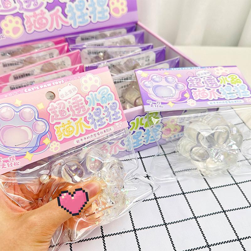 Cute Super Transparent  Cat Paw Squeeze Toys Slow Rebound Decompression Toy Kids Sensory Toys