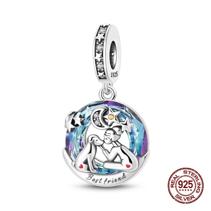 New Copper Pigeon Lotus Sun Moon Stars Shining Glass Charms Beads Fit Original Bracelets Fine Diy Jewelry Gifts