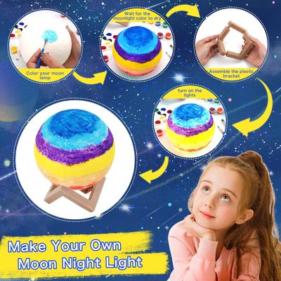 Paint Your Own Moon Lamp Kit Cool Gifts DIY 3D Space Moon Night Light Arts & Crafts Kit Arts and Crafts for Kids Ages 8-12
