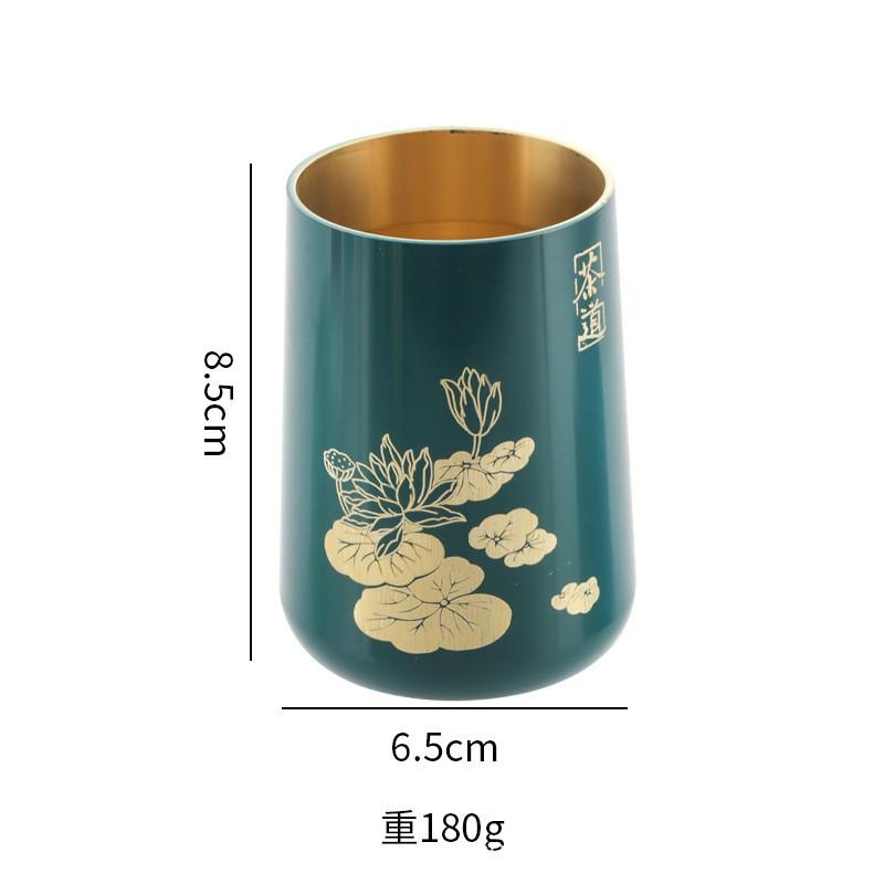 Brass Tea Ceremony Accessory Holder Set Six Tools Organizer Desktop Pen Cylinder Study Room