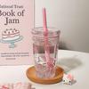 Sanrio Anime Hello Kitty Straw Plastic Water Cup Large Capacity Portable Pc High Temperature Resistant Cup Student Cup Girl Gift