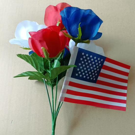 Independence Day Artificial Flower Arrangement for Memorial Day Patriotic Table Centerpiece And July 4th Faux Floral