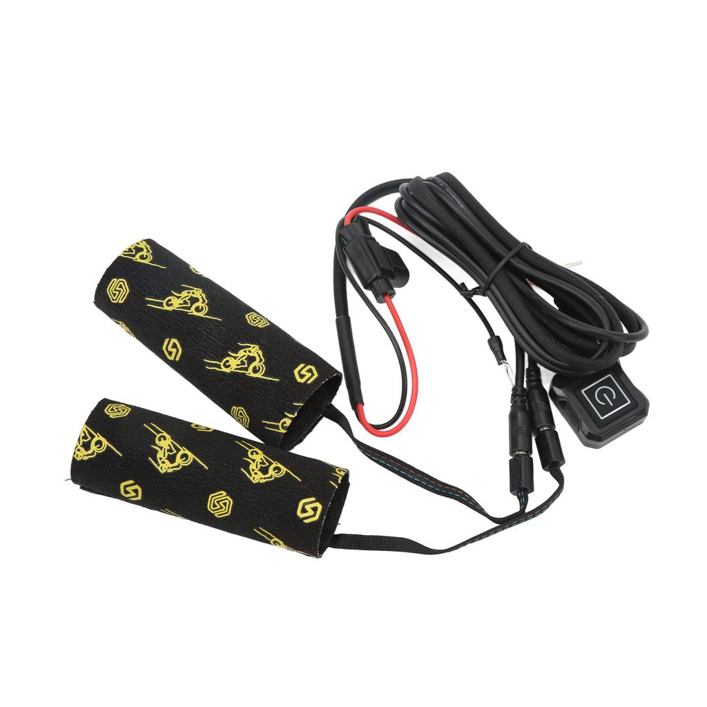 2pcs Motorcycle Heated Grip Pads IP67 Waterproof Hook and Loop Fixing 3 Temperature Settings DC 12V Removable Heating Pad