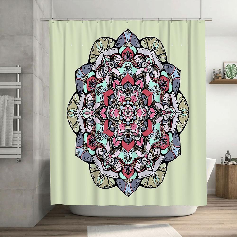 Boho Duschvorhang Blumenmuster Natur Botanisch Blattpflanzen Badezimmer Dekor Vintage Bauernhaus Rustikal Heimtextil Wandbehang