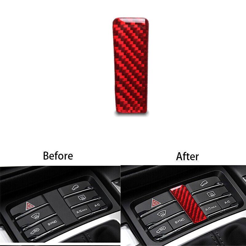 Red Carbon Fiber Central Control Panel Cover Trim For Porsche Macan 2014-