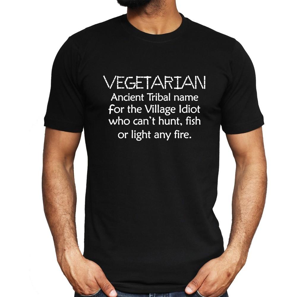 

Vegetarian is Village Idiot Joke T-shirt Funny Anti-Vegetarian Sarcastic Vegan 4XL