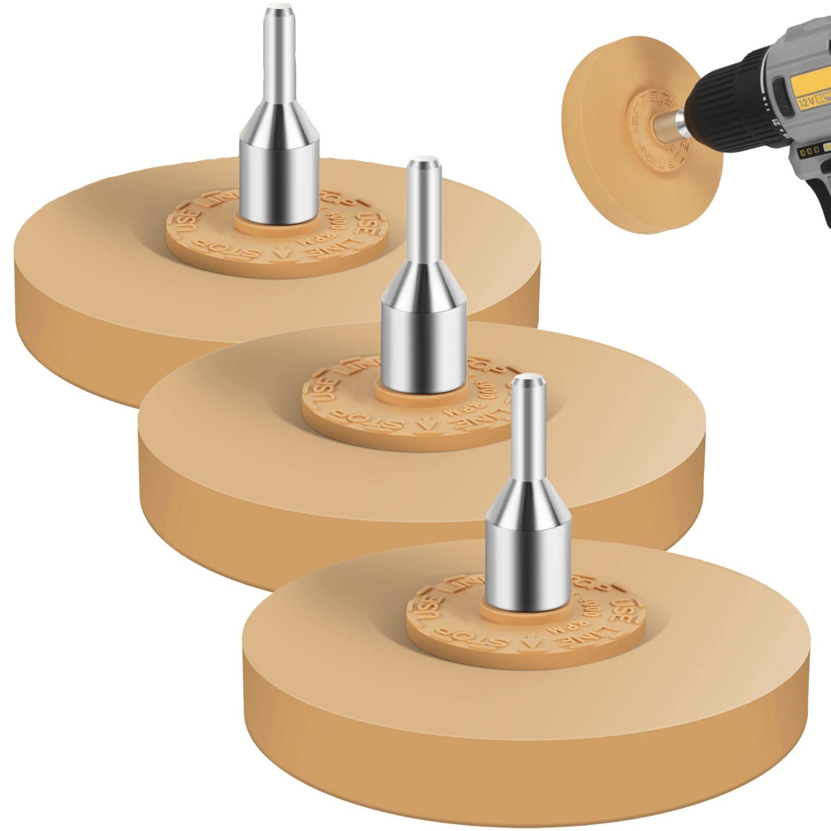 

PLEAVIT Резиновый ластик для удаления наклеек с кузова автомобиля, совместимый с электродрелями, для осмотра кузова, удаления наклеек, краски и клея (Набор из 3 шт.)