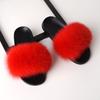 Furry Slippers for Women The Same Style In Summer Real Fox Fur Slippers Plus Size Female Sandals