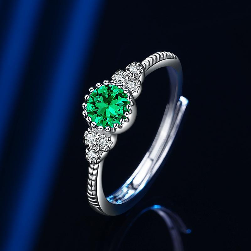 Explosive Couple Pair Ring Ring with Vivid Inlaid Imitation Green Crystal Deluxe Ring Ring