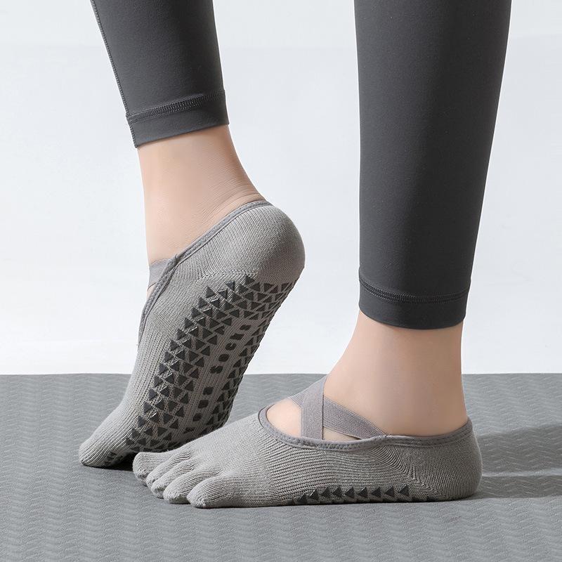 Professionelle Anti-Rutsch Pilates Yoga Socken - Schweißabsorbierend, Fünf-Zehen, Indoor Sport Split-Toe Socken