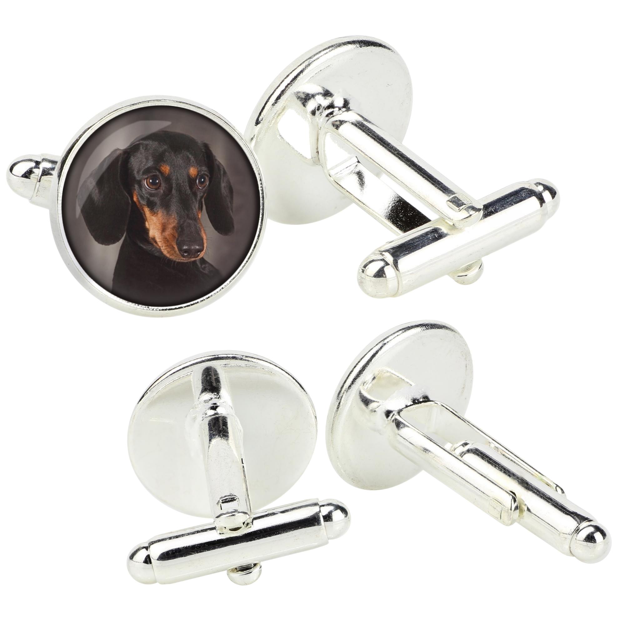 

Dachshund Smooth-haired, Wiener dog, Badger dog - cufflinks in a box, handmade jewelry, product of the Art-Dog brand срібний