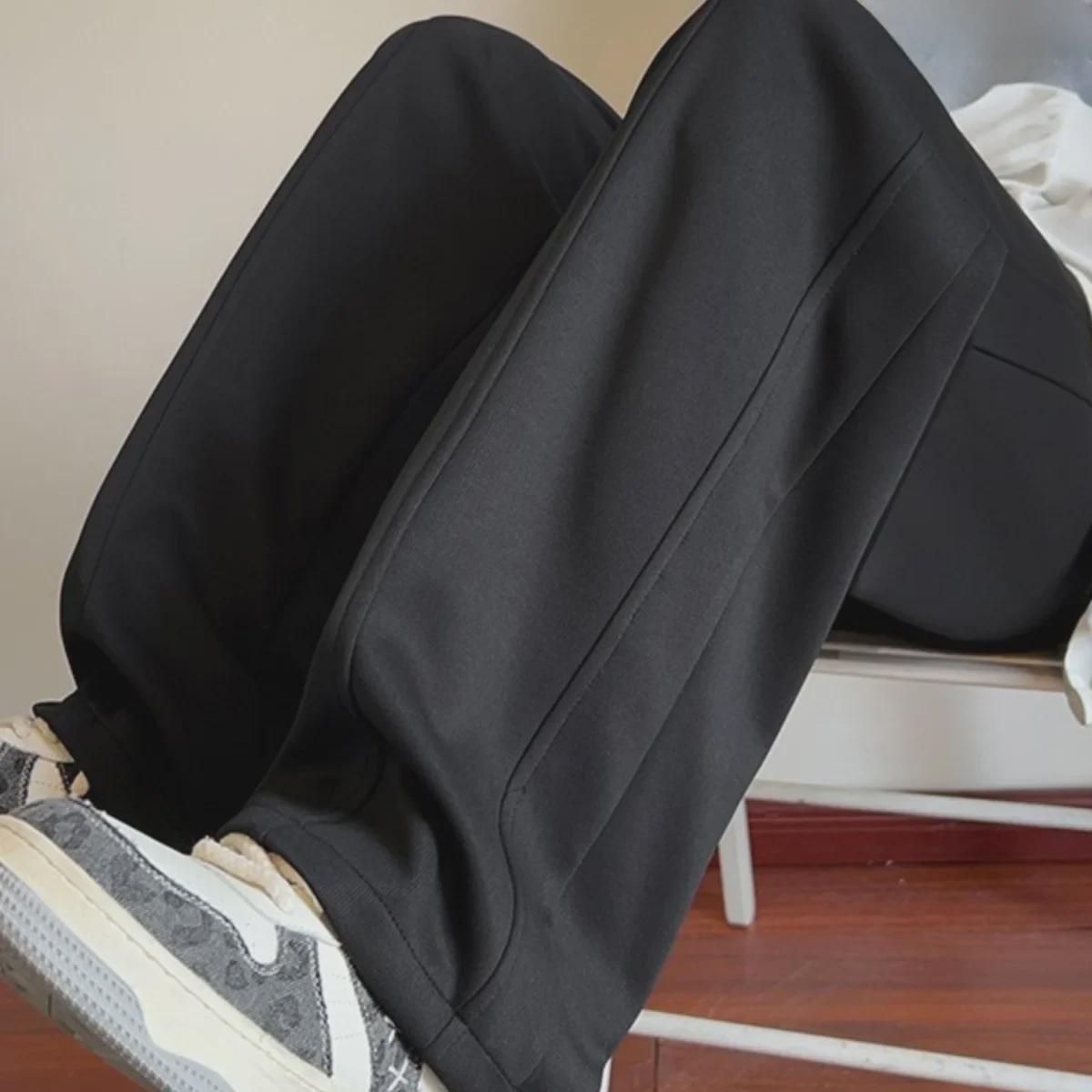 

Мужские мягкие бархатные широкие спортивные штаны: Универсальный уличный стиль для осени и зимы. XL чёрный