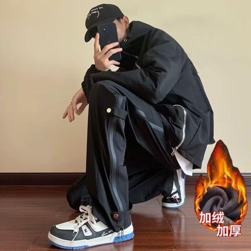 Functional charging pants men's spring and summer new thickened hiking pants American tooling sports high street straight casual pants