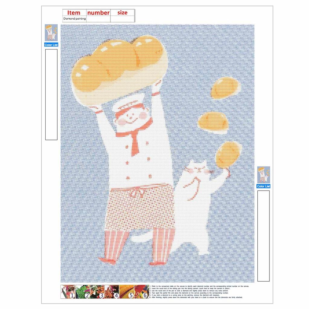 Diamond Art Painting Kits for Beginners BreadCat Full Drill 5D Rhinestone Craft Home Decor Birthday Gift Wall Art Cute Animal