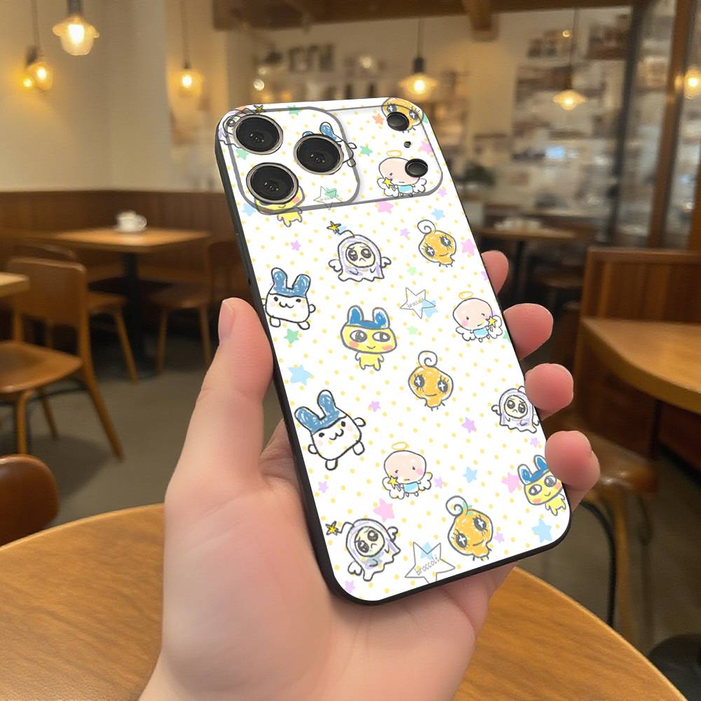 Cute Game T-Tamagotchis Phone Case For iPhone 17,16,15,14,13,12,11,Pro,Max,Plus Black Soft Cover