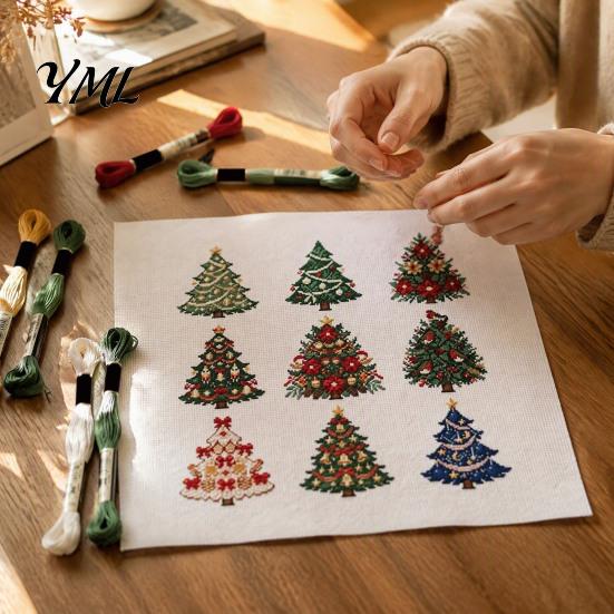 DIY Christmas Ornaments Making Cross Stitch Kit, Winter Holiday Embroidery Xmas Handcraft Kits Tree Craft Kit for Adults, Home Decor Creative