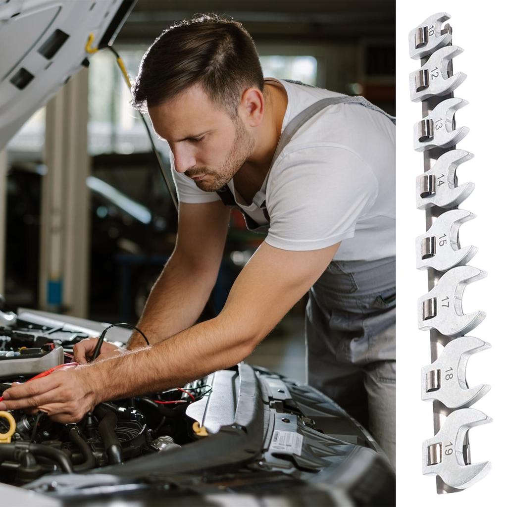 Auto Wrench Set 9 Pieces Car Tool Set Oil Pipe Spanner Tools For Automotive Motorcycle Truck Trailer Repair Work Household