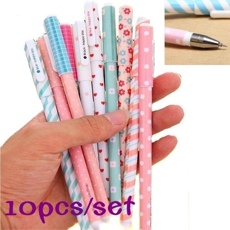 New 10Pcs/Set Colorful 0.38mm Gel Pen Flower Animal Starry Star Sweet Flora Colored Gel Pen Cute Pens For School Stationary