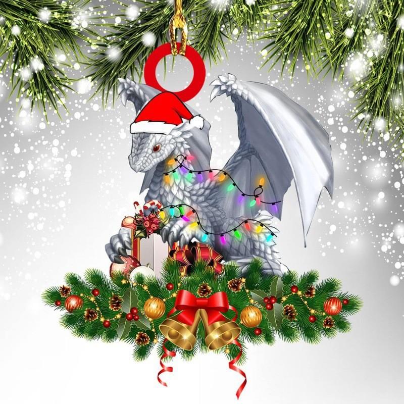 Festive Cartoon Style Acrylic Dragon Car Ornament For Vibrant Christmas Decor