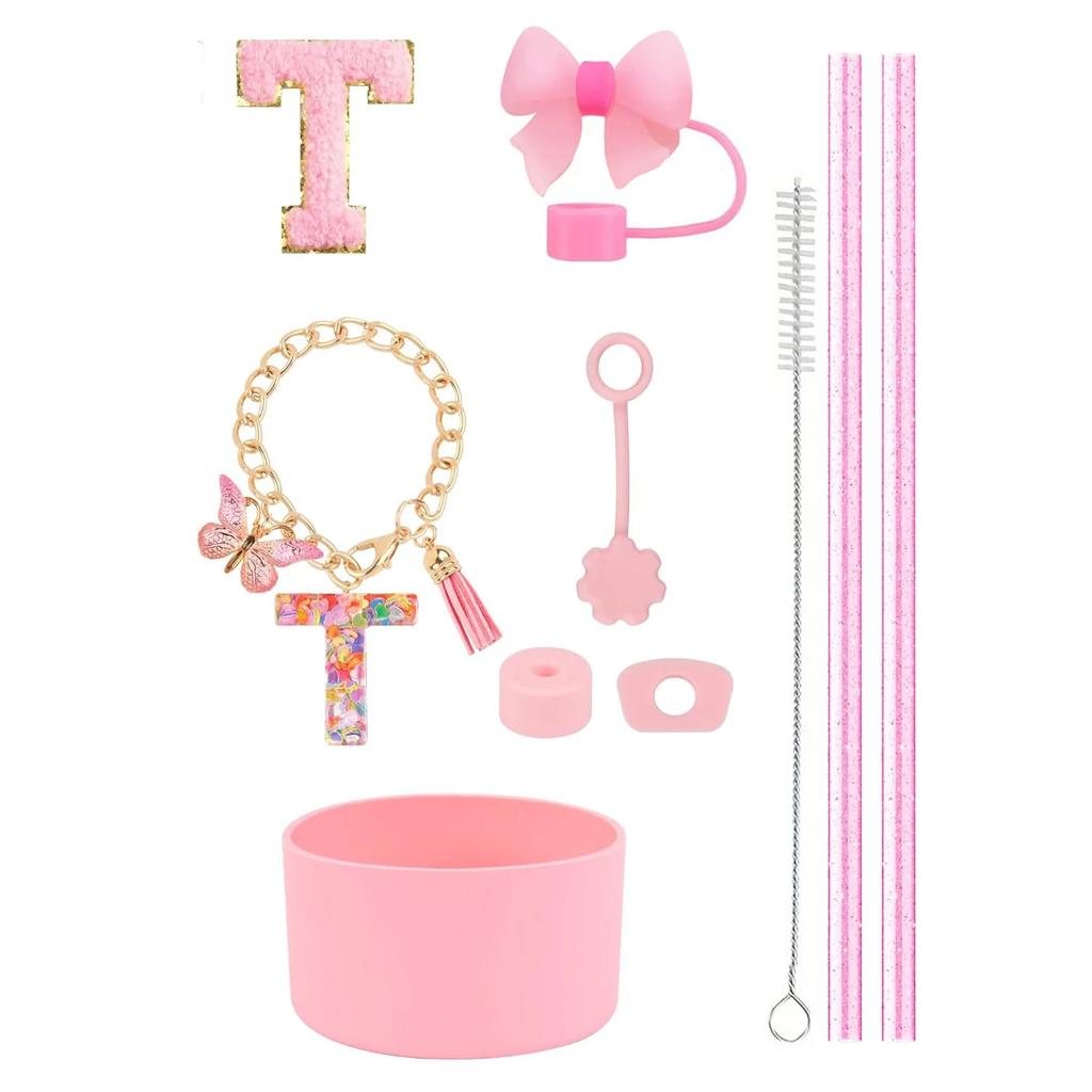 10pcs Cup Accessories Set for Stanley 30oz 40oz Tumbler Straw Cover Cap Boot Spill Proof Stopper Letter Keychain Charm Sticker