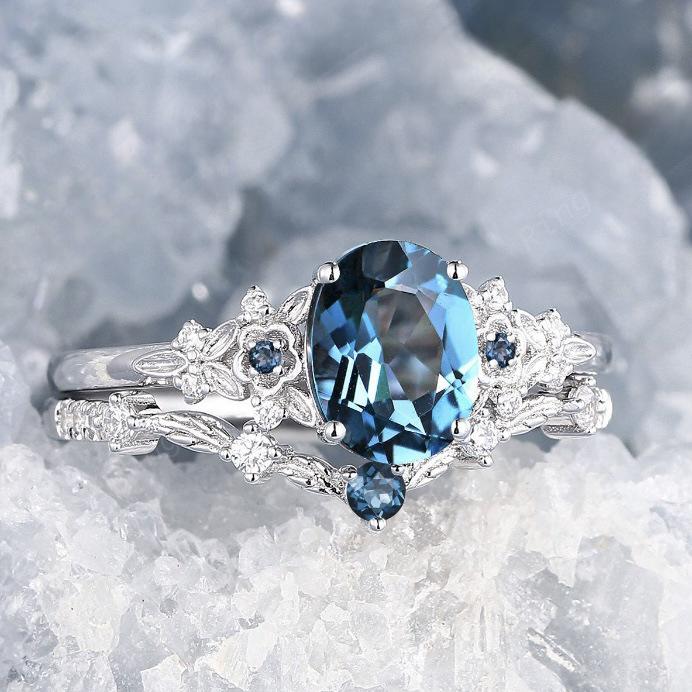 Set de verighete de cuplu de ultimă generație, european și american, cu alexandrit sintetic