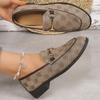 2025 New Fashion Brand Design Prints Flat Shoes Women Metal Buckle Low Heels Loafers Woman Plus Size Slip On Casual Shoes 43
