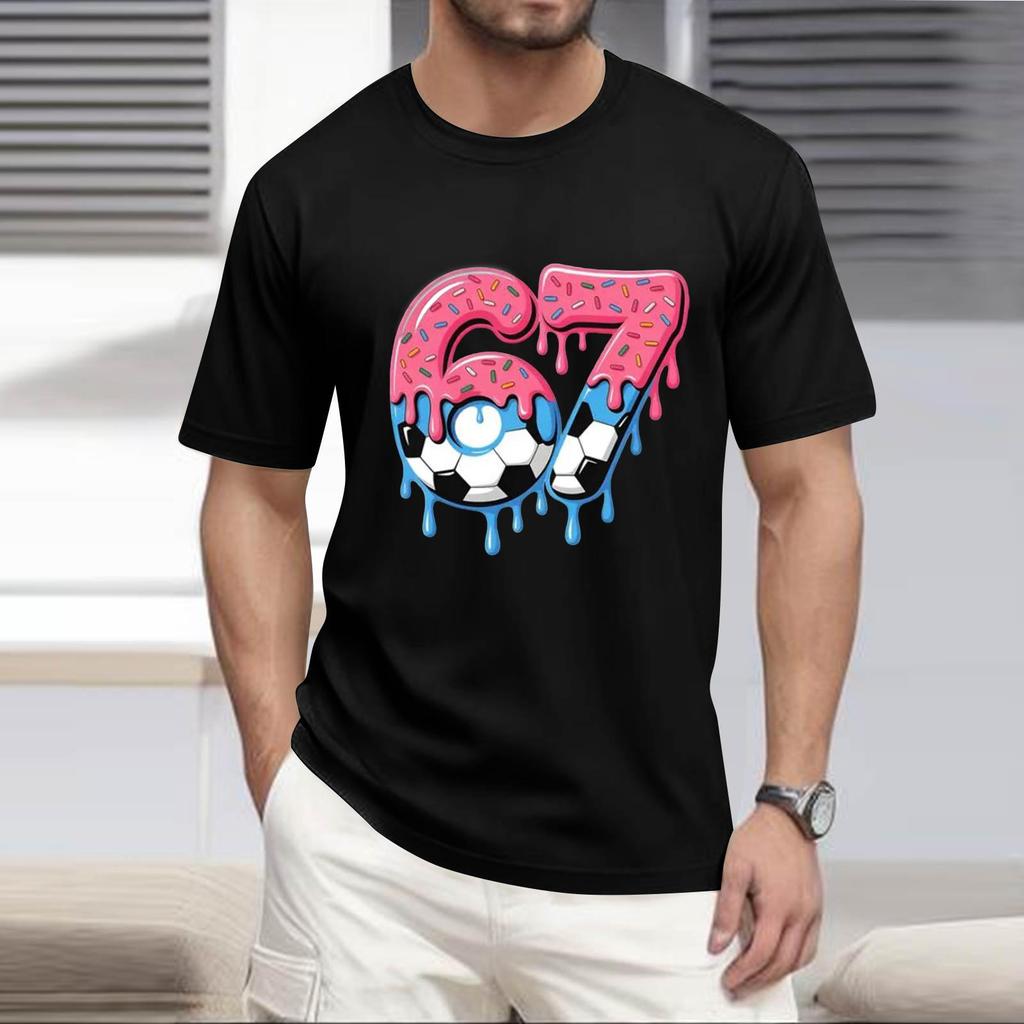 Men's Popular T-shirt Printed Round Neck Short Sleeve T-shirt