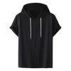 Summer Hooded Short Sleeved Men'S T-Shirt Loose Casual Sweatshirt