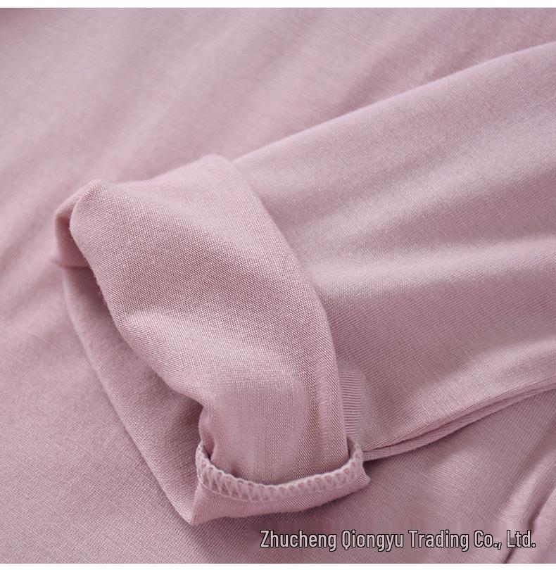 Modal Padded High Neck Long Sleeve Slimming T-Shirt with Built-in Bra for Women - Autumn/Spring.