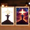İsa Lamba LED İsa Çerçeve Işığı Yumuşak Işık Kısılabilir Tablo İsa Gece Lambası Aydınlatmalı Kilise Lambası Dekor