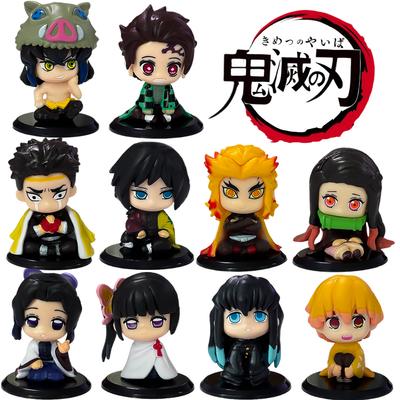 Set 5-10 pezzi Demon Slayer Versione Q Seduto Tanjiro Nidouzi Inosuke Zenizu Bambola Fantasma Bambole Anime Figura per Bambini Regalo di Halloween