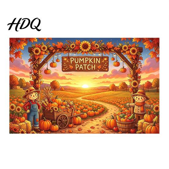 Indoor Outdoor Holiday Party Supplies 70 x 45 Inch Fall Pumpkin Backdrop Autumn Harvest Gnome Reusable Thanksgiving Banner for Home Scarecrow