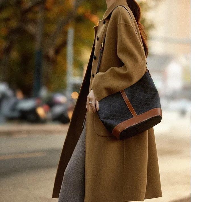 Plus Size Women's Mid-Length Wool Coat: 2025 Autumn/Winter New Loose Double-Faced Overcoat