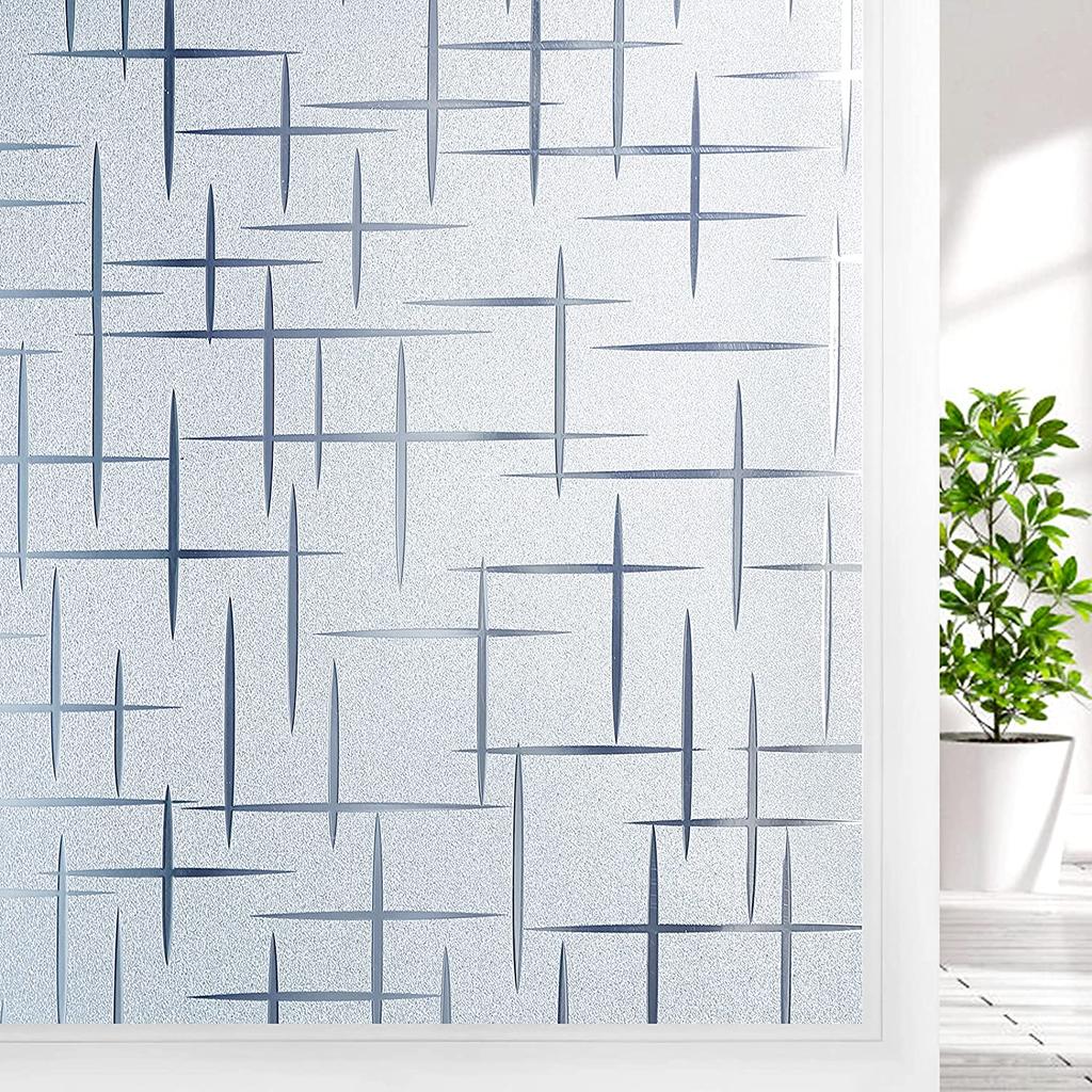 Frostat fönsterinsynsskydd Värmeisolerande statisk häftande icke-självhäftande film för hem fönsterdekaler i färgat glas vinyl