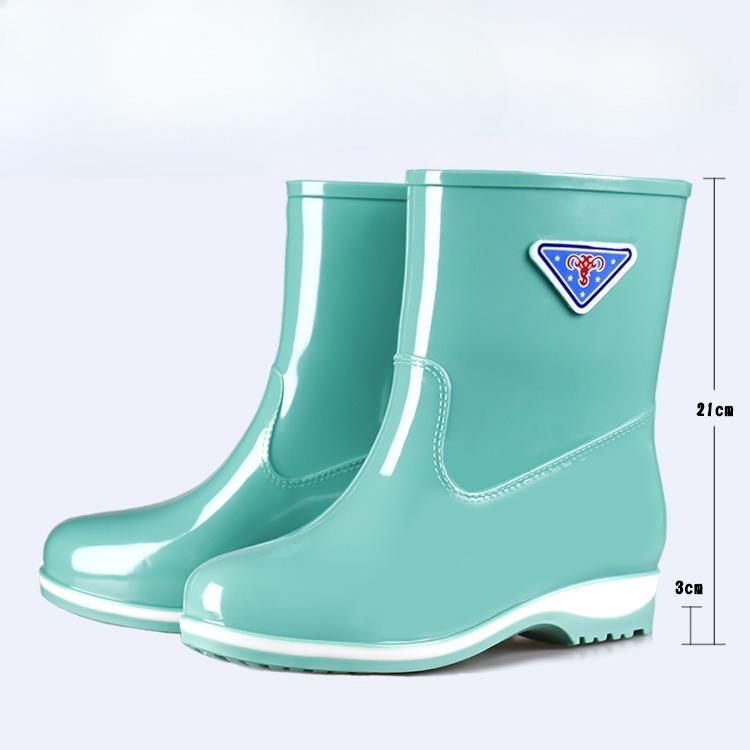 Fashion Women's Low-tube Rain Boots, Water Shoes, Thick Warm Rain Boots